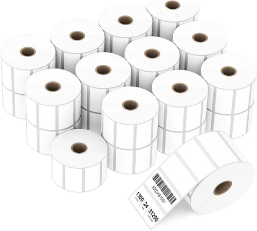 Vista 12 de Etiqueta térmica directa de 2 x 1 pulgadas, papel para códigos de barras, franqueo, dirección, perforada y compatible con impresoras Rollo, Zebra