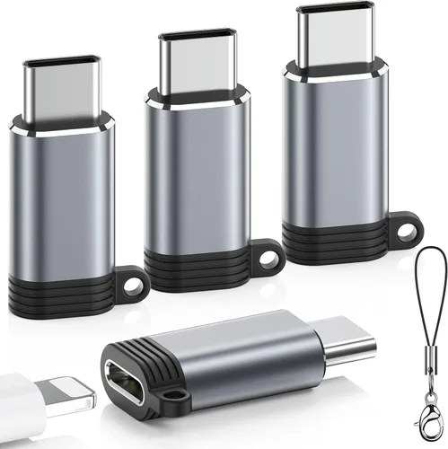 Vista 11 de Paquete de 4 adaptadores Lightning a USB C para iPhone 15/16 Pro Max/Plus, Samsung S24, iPad Air, carga rápida y transferencia de datos, cable