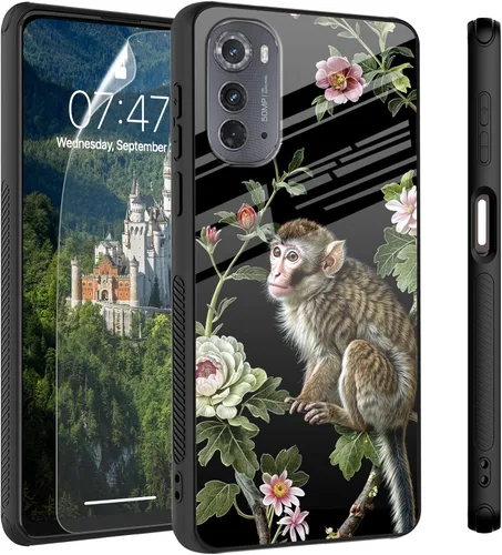 Vista 67 de Funda para Motorola Moto Edge 2022, cubierta trasera de vidrio templado con protector de pantalla, protección a prueba de golpes para Motorola Moto