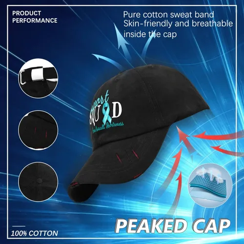 Vista 6 de Womens Ball Cap Sexual Assault Awareness Cancer Fitted Golf Hat for Women Hiking Cap Quick Dry Visor Hat