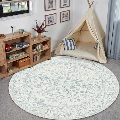Vista 151 de PureCozy Alfombra de área beige de 2 x 3 pulgadas, lavable, vintage, pequeña, para entrada, cocina, suave, retro, floral, de pelo bajo, tapete