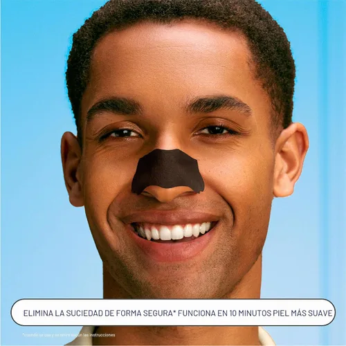 Vista 5 de Bioré Tiras de limpieza profunda de poros de carbón para hombres, tiras nasales para la eliminación de puntos negros en piel grasa, cuenta
