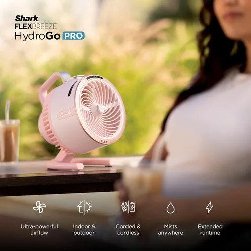 Vista 2 de Shark FlexBreeze HydroGo Pro FA056 - Ventilador de nebulización portátil Grafito