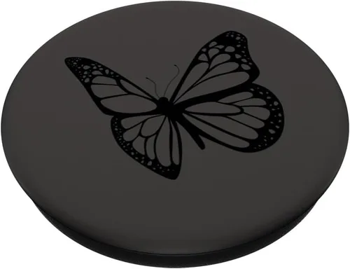Vista 2 de PopSockets de mariposa negro gris intercambiable PopGrip