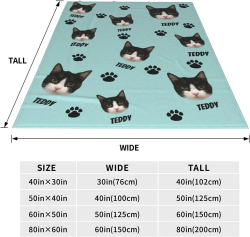 Vista 3 de Manta personalizada de fotos de gato, divertida manta personalizada de gato, regalo para amantes de los gatos, manta de fotos de mascotas