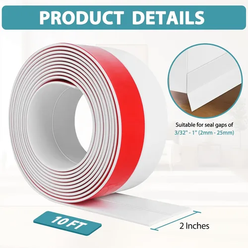 Vista 6 de Burlete Sellador de Corrientes de Aire para Puerta, Tira Selladora de Puerta de Silicona Flexible Autoadhesiva para Puertas de Vidrio, Ventanas