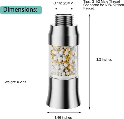 Vista 9 de Reemplazo de cabezal de grifo de cocina de metal con filtro, filtro de agua de cabezal rociador desplegable para fregadero, 2 modos de reemplazo