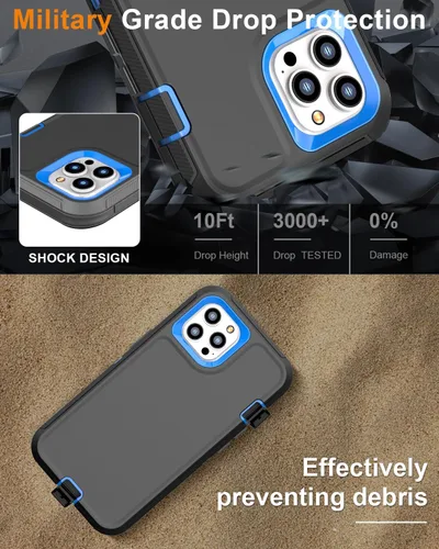 Vista 3 de Funda diseñada para iPhone 11 Pro Max [protección resistente 3 en 1 de cuerpo completo] con 2 protectores de pantalla, funda protectora resistente