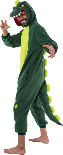 Vista 6 de Spooktacular Creations Pijama unisex para adultos, disfraz de animal de dinosaurio de una pieza