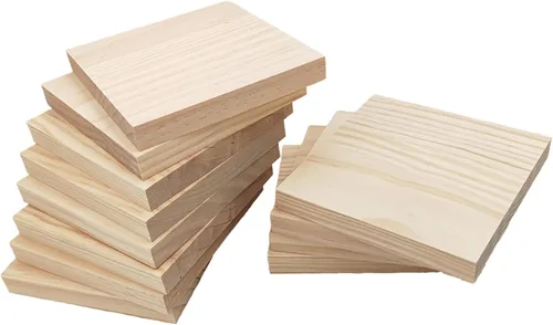 Vista 11 de 6 piezas de bloques cuadrados de madera sin terminar para manualidades, tablas de madera de pino en blanco de 15x15x1 centímetros, para tallado