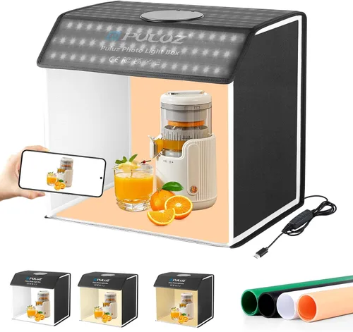 Vista 11 de PULUZ - Caja de estudio fotográfico, mini caja de luz plegable, anillo de luz LED, portátil, estudio fotográfico, fotografía, tienda de campaña, kit