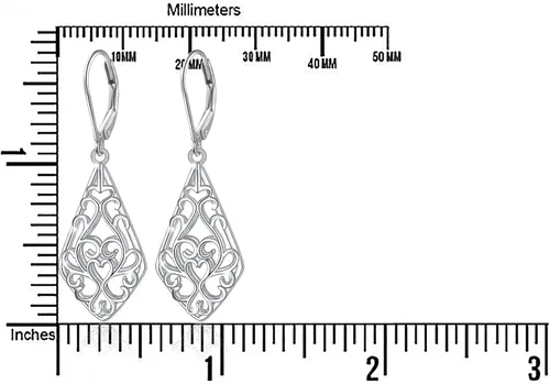 Vista 8 de Aretes colgantes de filigrana con forma de lágrima de plata de ley, regalos de joyería para mujer