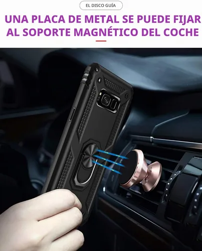 Vista 3 de Androgate Funda para Samsung Galaxy S8 Plus con protectores de pantalla HD, soporte de anillo de metal de grado militar, prueba de caídas de 15