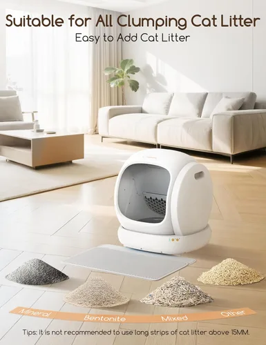 Vista 6 de [Usado] MeoWant - Arenero Automático para Gatos, Arenero Autolimpiable con Apertura Grande con Protección de Seguridad para Gatos Múltiples, Control