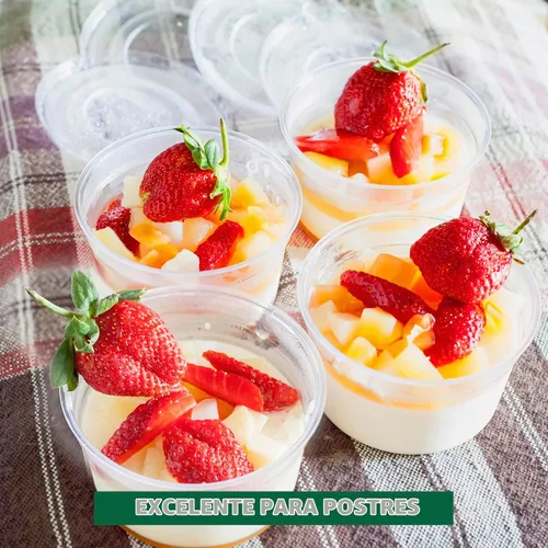Vista 4 de Freshware Vasos de Plástico para Porciones con Tapas [4 Onzas, 100 Juegos] – Souffle, Muestreo, Salsa, Aperitivo, Aderezo, Vasos para Shots