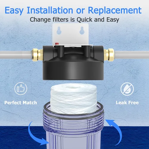 Vista 5 de Cartucho de filtro de agua de 5 micrones para toda la casa, filtros de sedimentos para heridas de cuerda para agua de pozo, reemplazo universal