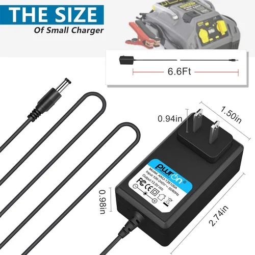 Vista 4 de Adaptador de CA de 6.6 pies 13.5 VCC 1A para Stanley J5C09 J312 J45TK Jump Starter, Stanley FATMAX 700 Peak 350 AMP J7CSR J7CS Jump Starter, Peak