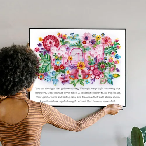 Vista 5 de Uniquilling Regalo para mamá, kits de relleno de papel para adultos principiantes, decoraciones del día de la madre con palabras cálidas, kits