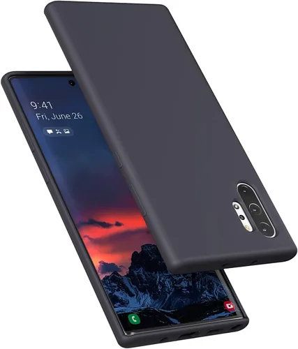 Vista 10 de Diseñada para Galaxy Note 10 Plus, goma de gel de silicona líquida a prueba de golpes, cojín de forro de tela de microfibra suave compatible