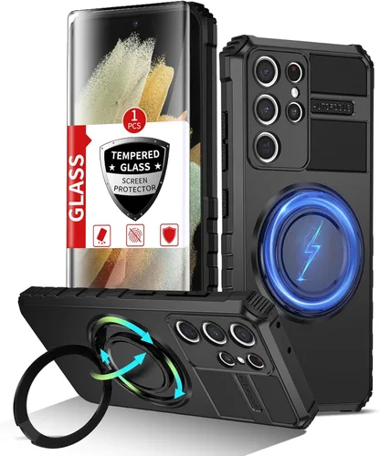 Vista 53 de Funda magnética para Samsung Galaxy Note 20 Ultra compatible con carga inalámbrica MagSafe, con 1 protector de pantalla, anillo de soporte integrado
