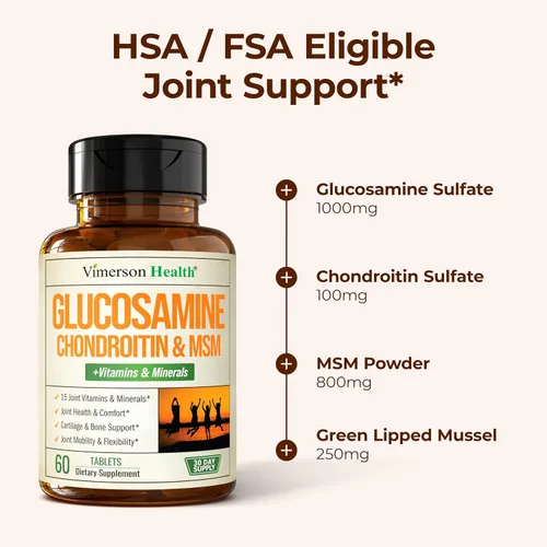 Vista 5 de Suplemento de Glucosamina Condroitina MSM – Suplementos Avanzados para Articulaciones para Hombres y Mujeres con Sulfato de Glucosamina 1000mg