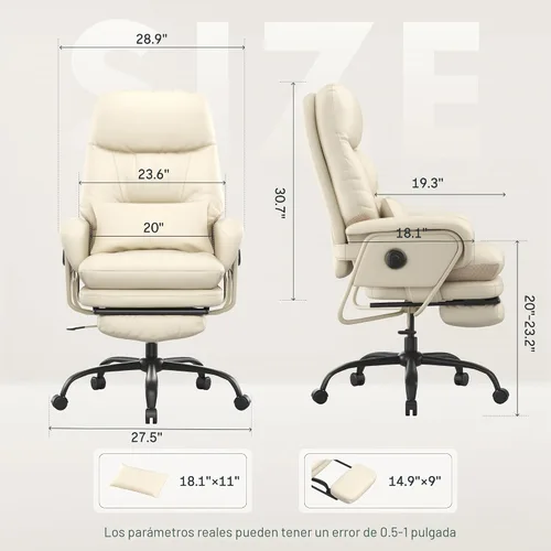 Vista 2 de Silla de oficina ergonómica FLEXISPOT con reposapiés, silla de escritorio de computadora de respaldo alto, silla de salón interior con ruedas