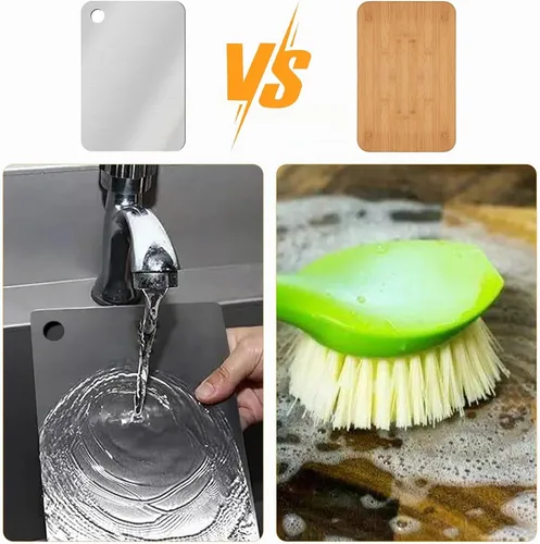 Vista 6 de Tablas de cortar de acero inoxidable de titanio para cocina, doble