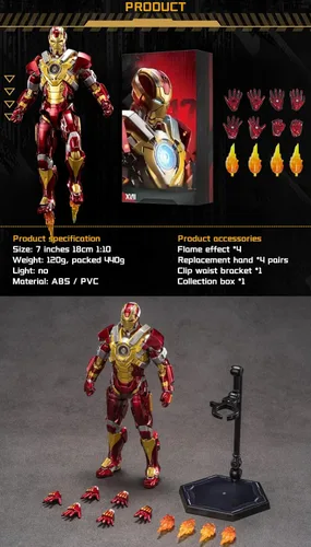 Vista 7 de Figura de acción Ironman Mark17 de 7 pulgadas, (escala 1/10), exquisita pintura, 20 articulaciones, juguete movible con muchos accesorios