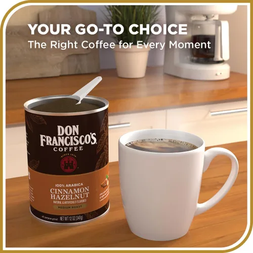 Vista 3 de Don Francisco's Coffee Cinnamon Hazelnut Flavored; Sabor de Canela y Avellana, 100% café Arábica, molido (3 latas de 12 oz)