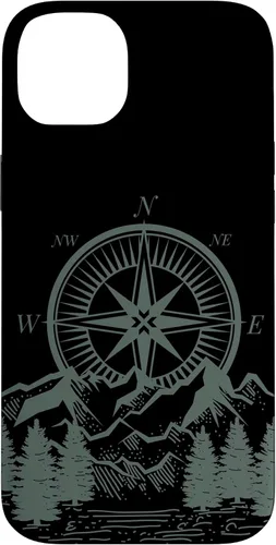 Vista 15 de iPhone 16 Compass Nautical Aesthetic Tree Mountains Landsacpe Case
