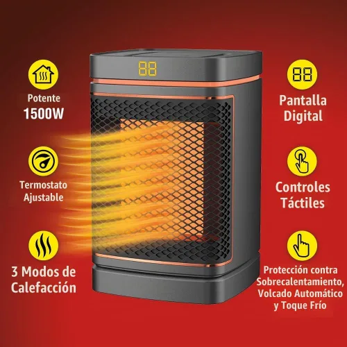 Vista 2 de Ontel Handy Heater - Calentador de espacio de núcleo de cobre de 1500 W Calentador de cerámica con termostato ajustable Pequeño calentador