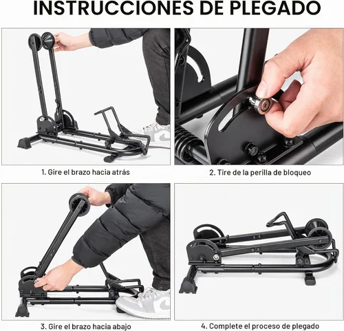 Vista 8 de Soporte de piso para bicicleta de interior, soporte para bicicleta para coche/hogar, almacenamiento de bicicletas, soporte de estacionamiento