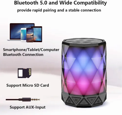 Vista 5 de LFS Altavoces Bluetooth portátiles, luz nocturna impermeable, altavoces portátiles ligeros para viajes, piscina, playa, ciclismo, kayak, regalos