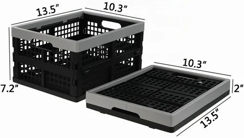 Vista 3 de Jekiyo Cajas plegables de 16 litros, cesta plegable de plástico, juego de 3 Negro