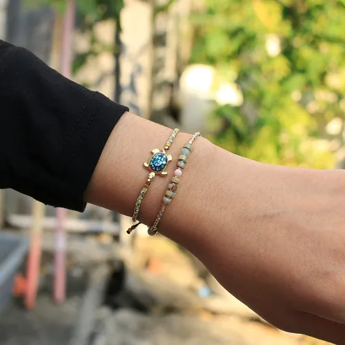 Vista 5 de KELITCH Crystal Agate Friendship Bracelet Handmade Miyuki Seed Beads Adjustable Bracelets for Women