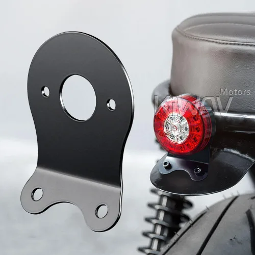 Vista 12 de KiWAV Luz trasera redonda/luz de freno LED con soporte de montaje de placa precortada negra