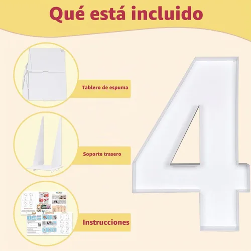 Vista 4 de imprsv Números de Mosaico de 3 Pies para Globos, Números de Carpa, Marco de Números para Globos, Decoraciones para Cumpleaños de 4, 24 y 40 Años