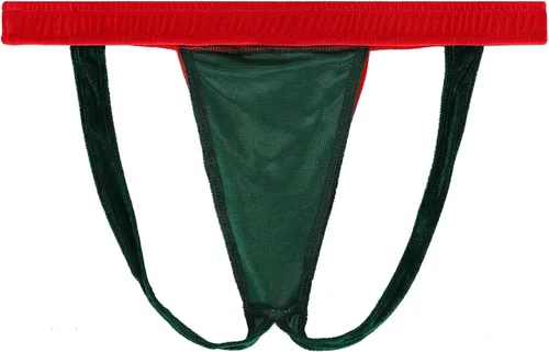 Vista 4 de FreeNFond Gag Gift Chritmas Elf Thong Men G-String M Ropa interior con cascabeles
