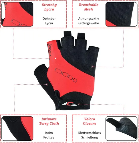 Vista 2 de JAUNTY Cycling Bike Gloves Men Gel Padded Half Finger Bicycle Gloves Shock-Absorbing Anti-Slip Breathable MTB Road Biking Fingerless Gloves for