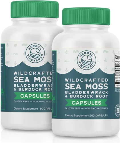 Vista 10 de Herbal Vineyards Musgo marino orgánico silvestre y remolacha 60 cápsulas Apoyo inmunológico, salud digestiva y energía mejorada Apto