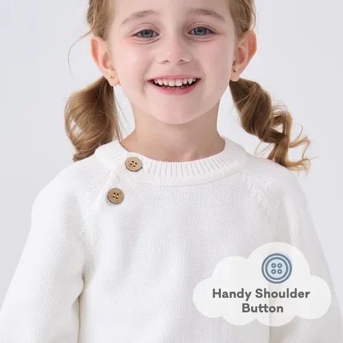 Vista 5 de Pureborn - Jersey de punto para bebés, niñas y niños, suéter de punto de algodón con cierre de botones beige-a