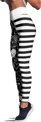 Vista 4 de Holzkary Leggings no transparentes para mujer diseño de corazón estampado de corazones