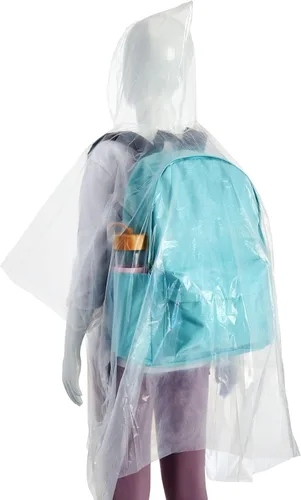 Vista 7 de Juvale Raincoat Plastic Disposable Rain Ponchos with Hood - Bulk Emergency Rain Cover