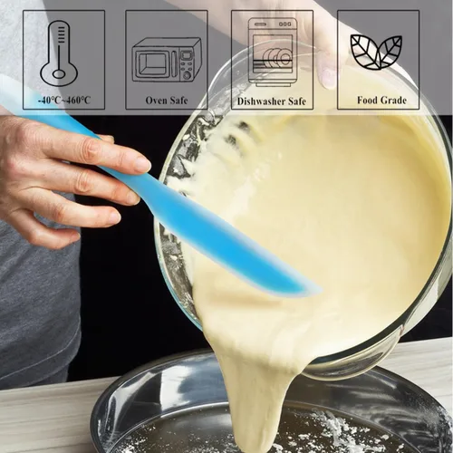 Vista 2 de Espátula de cocina flexible con forma de cuchillo de silicona antiadherente, utensilios de cocina con núcleo de nailon (azul)