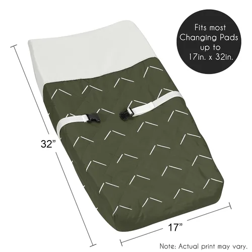 Vista 5 de Sweet Jojo Designs Cambiador de cambiador de bebé verde oscuro con flechas boho para niño y niña, tapete para cambiador de pañales para recién