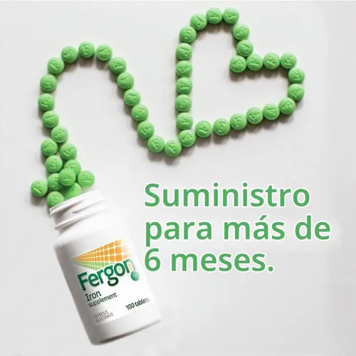 Vista 3 de Fergon Hierro altamente soluble y fácil de digerir, 27 mg de hierro, 100