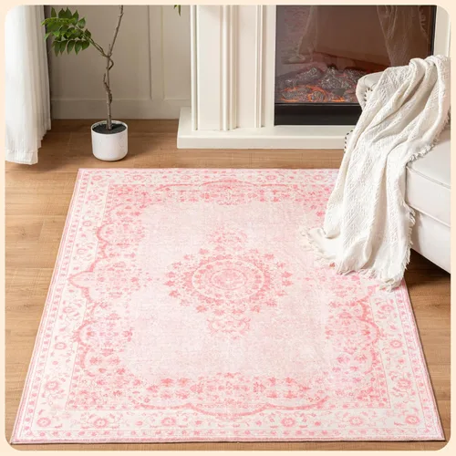 Vista 313 de Istana Alfombra larga antideslizante de 2.5 x 8 para el hogar, para pasillo y cocina, lavable, sedosa y suave al tacto, elegante, color azul y marfil