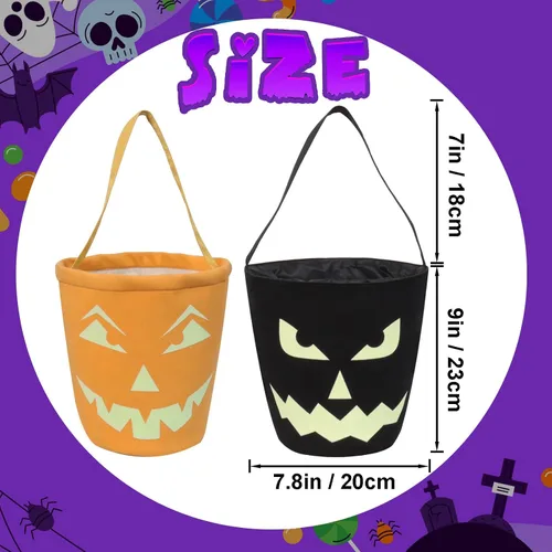 Vista 2 de 2 bolsas de dulces multiusos para Halloween con diseño de calabaza
