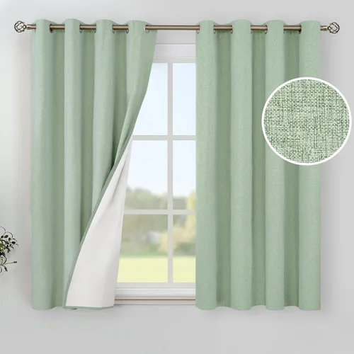 Vista 38 de YoungsTex - Cortinas 100% opacas para dormitorio, con aislamiento térmico y ojales, cortinas oscuras negras con capa pesada para ventana de sala