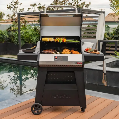 Vista 8 de Neevo - Parrilla de propano inteligente 44,000 BTU, barbacoa de 2 quemadores al aire libre, control electrónico, 714 pies cuadrados en espacio